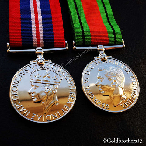 War Medal & Defence Medal WW2 British Campaign Military Medals 1945 Repro