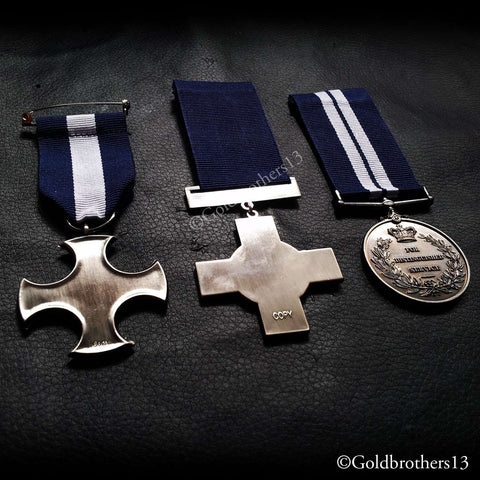 MILITARY MEDAL GROUP SET DISTINGUISHED SERVICE CROSS, GEORGE CROSS & DSM COPY