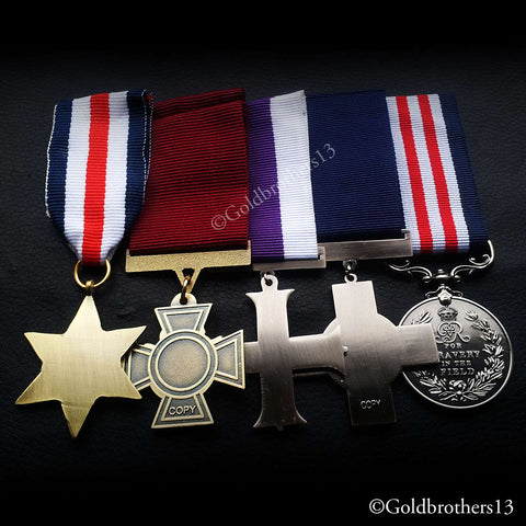 5x Set Fr Ger Star , Victoria Cross , Military Cross , Gc & Military Medal Repro