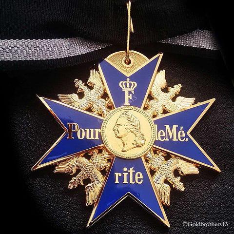 GRAND Pour Le Merite 24k Gold Plated Cross Medal Blue Max Highest Honor Repro